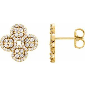 14K Yellow 1/2 CTW Diamond Clover Earrings