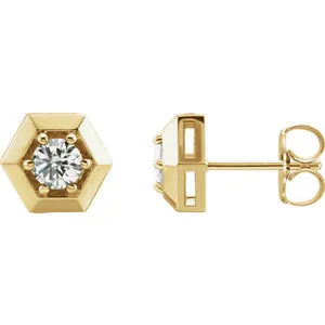14K Yellow 1/2 CTW Diamond Geometric Earrings