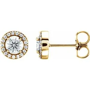 14K Yellow 1/2 CTW Diamond Halo-Style Earrings