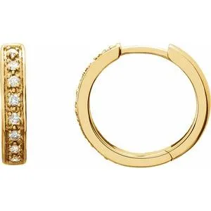 14K Yellow 1/5 CTW Diamond Hoop Earrings