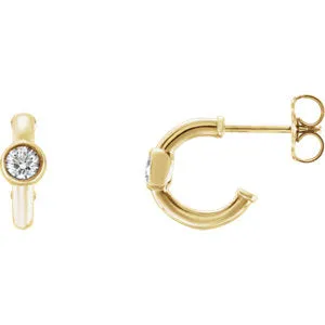 14K Yellow 1/5 CTW Diamond J-Hoop Earrings