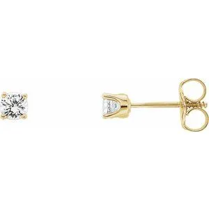 14K Yellow 3 mm Round Imitation Diamond Youth Birthstone Earrings