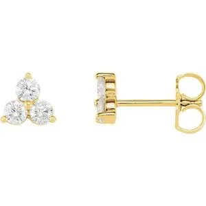 14K Yellow 5/8 CTW Three-Stone Diamond Earrings