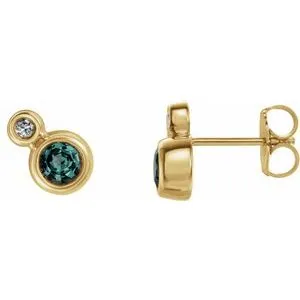 14K Yellow Alexandrite & .06 CTW Diamond Earrings