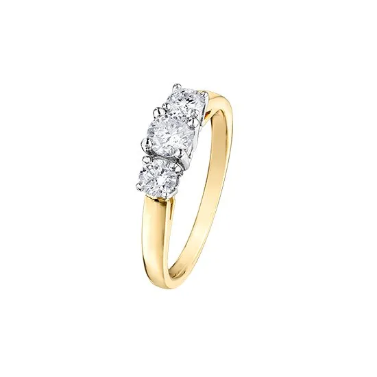 14K Yellow Gold (0.50ct) Diamond Three Stone Engagement Ring