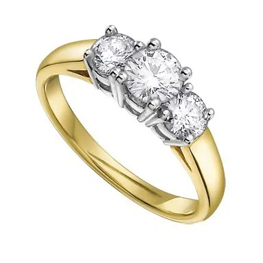 14K Yellow Gold (0.50ct) Diamond Three Stone Engagement Ring