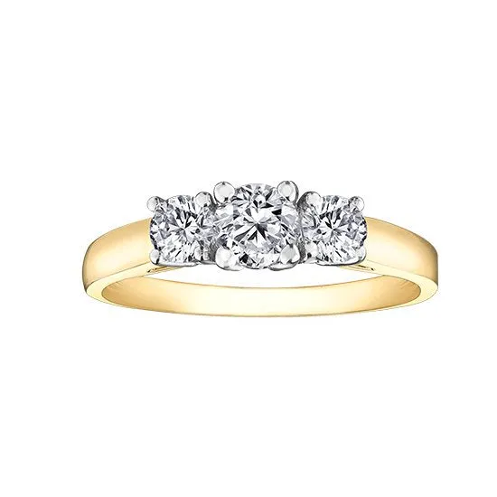 14K Yellow Gold (0.50ct) Diamond Three Stone Engagement Ring