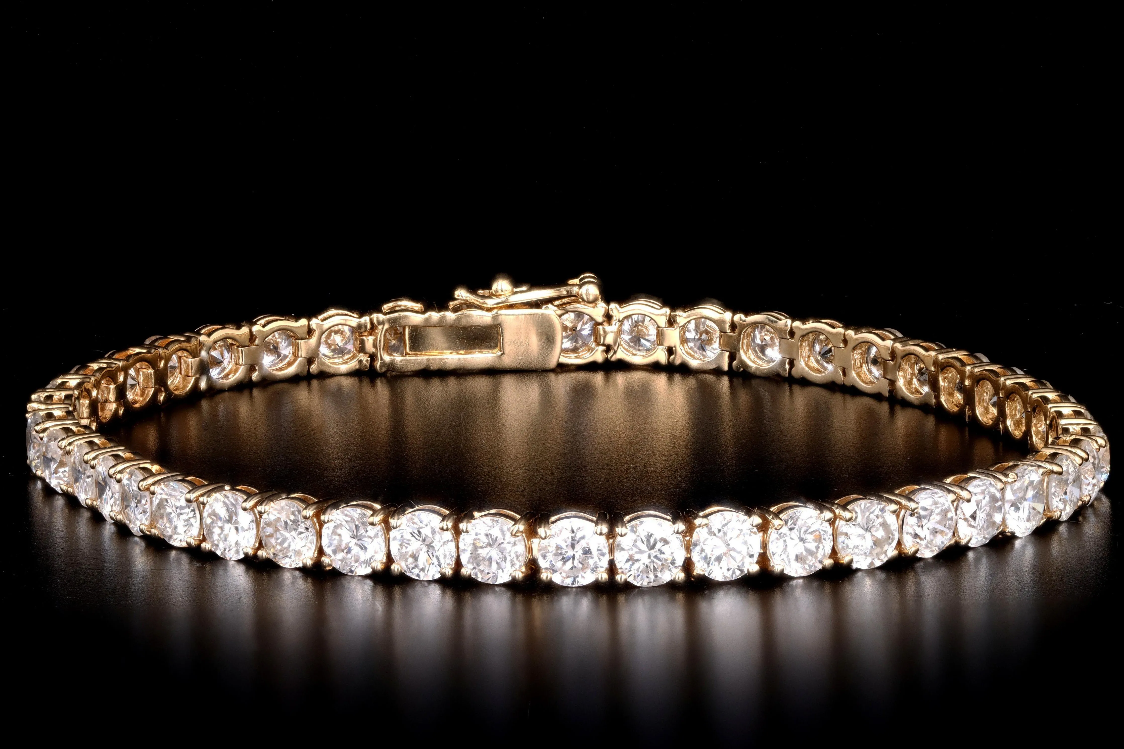 14K Yellow Gold 14.64 Carat Total Weight Diamond Tennis Bracelet