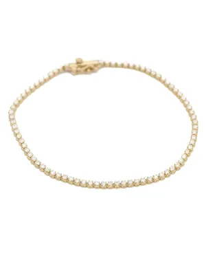 14k Yellow Gold 1.625 CTW Round Diamond Tennis Bracelet - 6.5 inches
