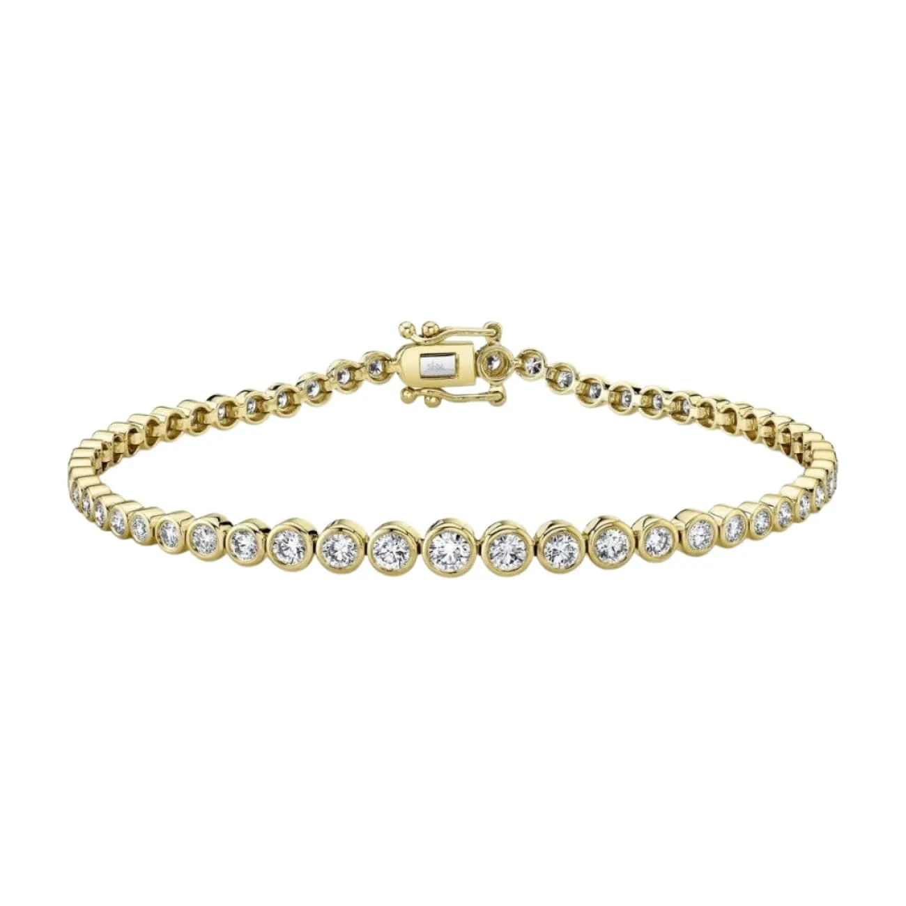 14K Yellow Gold 1.90ct Diamond Bezel Tennis Bracelet