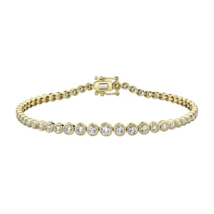 14K Yellow Gold 1.90ct Diamond Bezel Tennis Bracelet