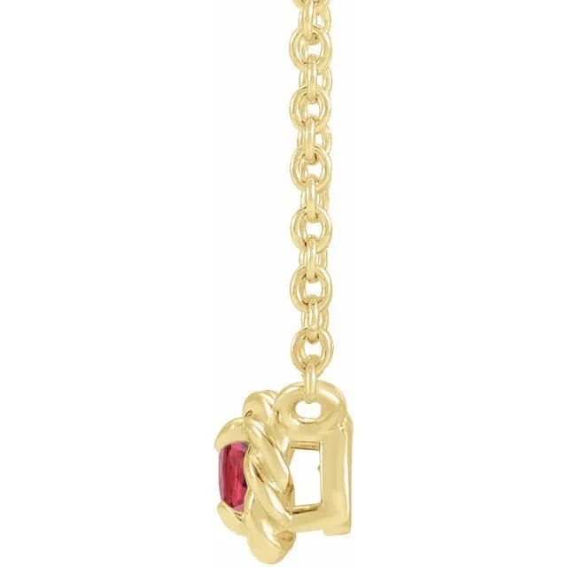 14K Yellow Gold 4.5 mm Natural Ruby Claw-Prong Rope 18" Necklace