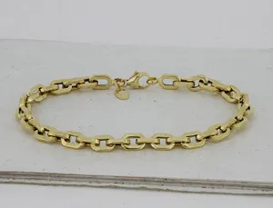 14K YELLOW GOLD 5.5MM OVAL MINI LINK BRACELET W/ LOBSTER CLASP