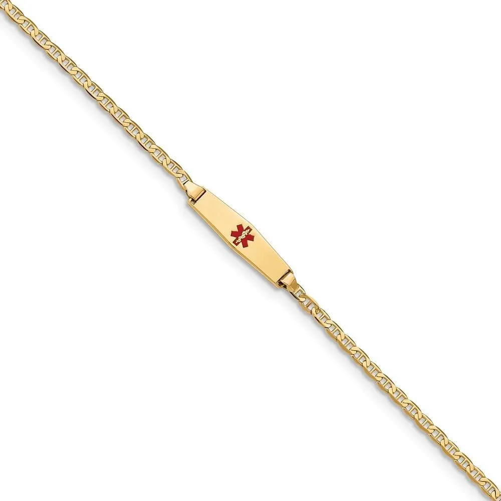 14K Yellow Gold Anchor Link Medical ID Bracelet