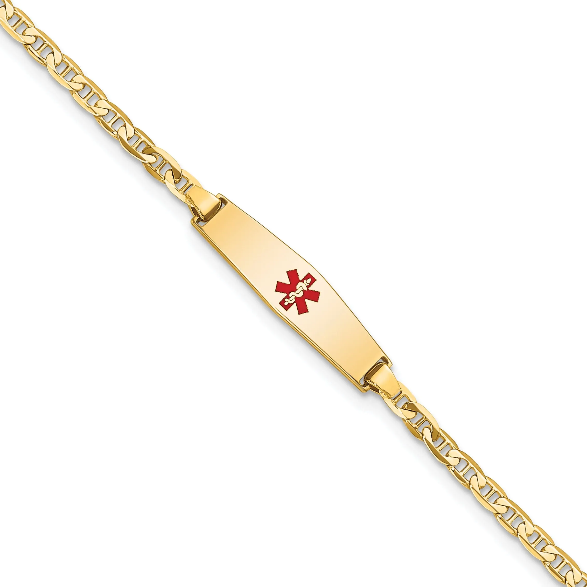 14K Yellow Gold Anchor Link Medical ID Bracelet