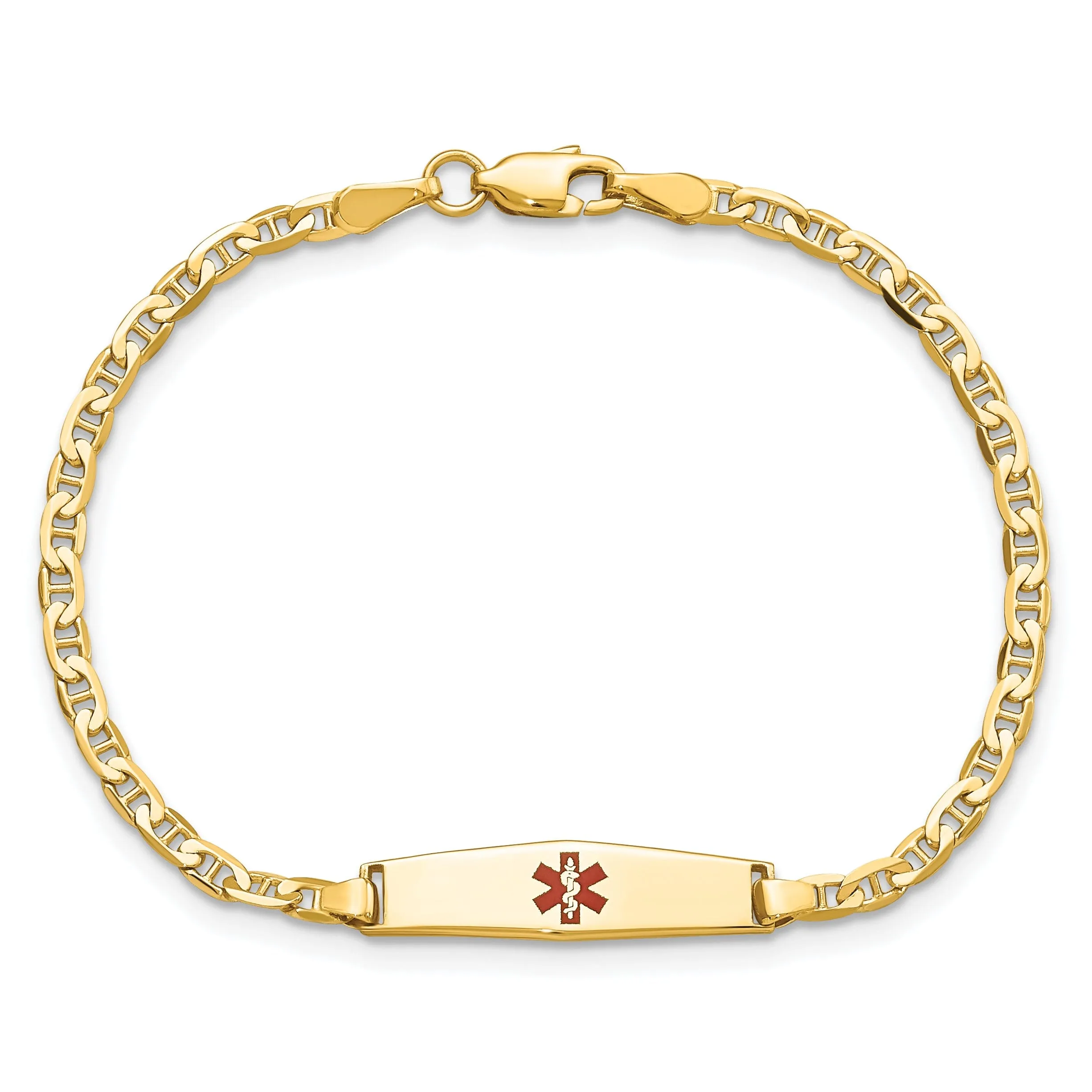 14K Yellow Gold Anchor Link Medical ID Bracelet