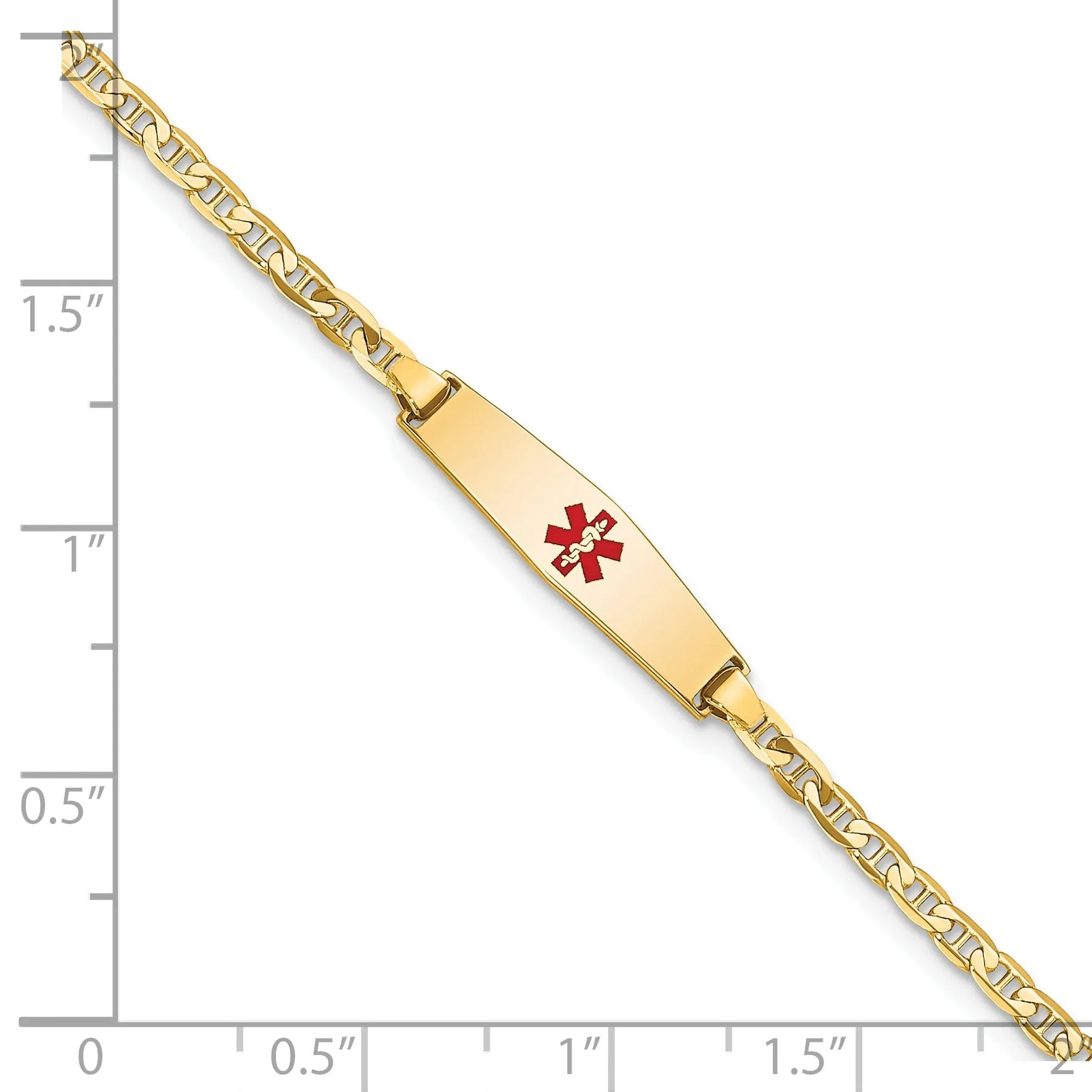 14K Yellow Gold Anchor Link Medical ID Bracelet