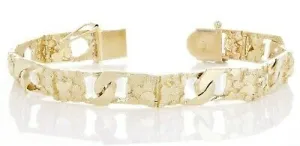 14k Yellow Gold Cuban Link Nugget Bracelet 7" 9mm 19.5 grams