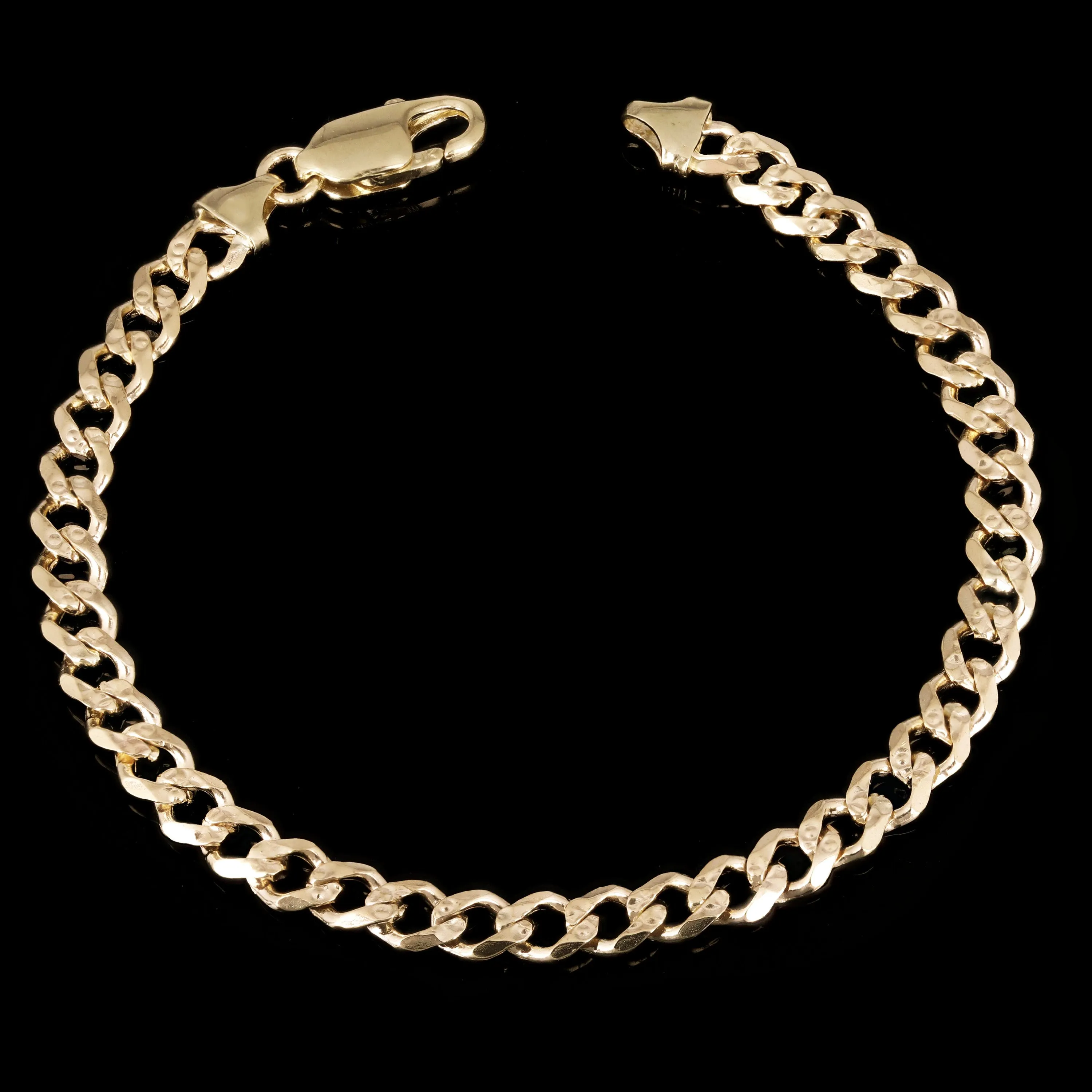 14k Yellow Gold Cuban Yellow Pave Link Chain Bracelet 5.9mm Various Lengths