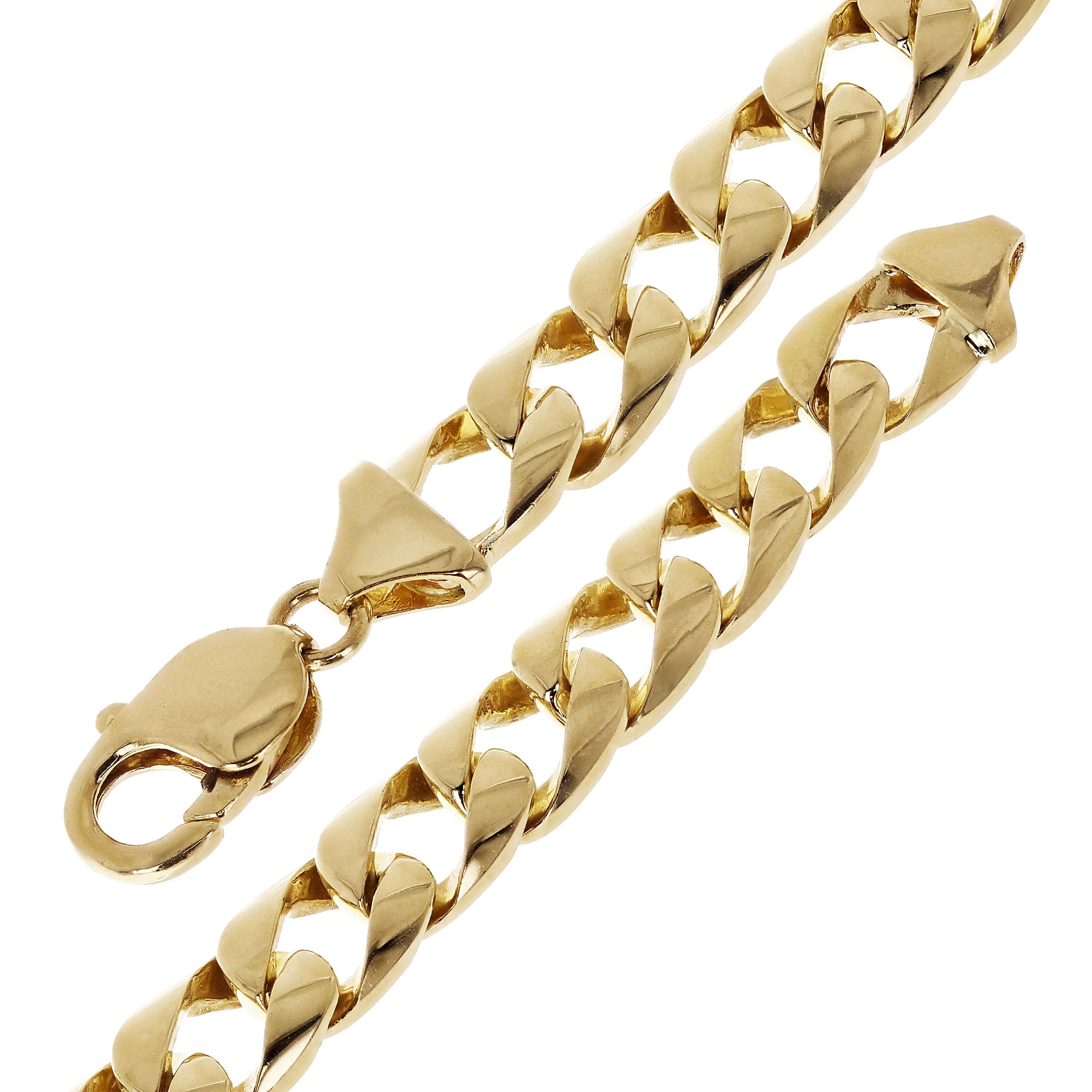 14k Yellow Gold Curb Link Chain Bracelet 7" 10mm 31.8 grams