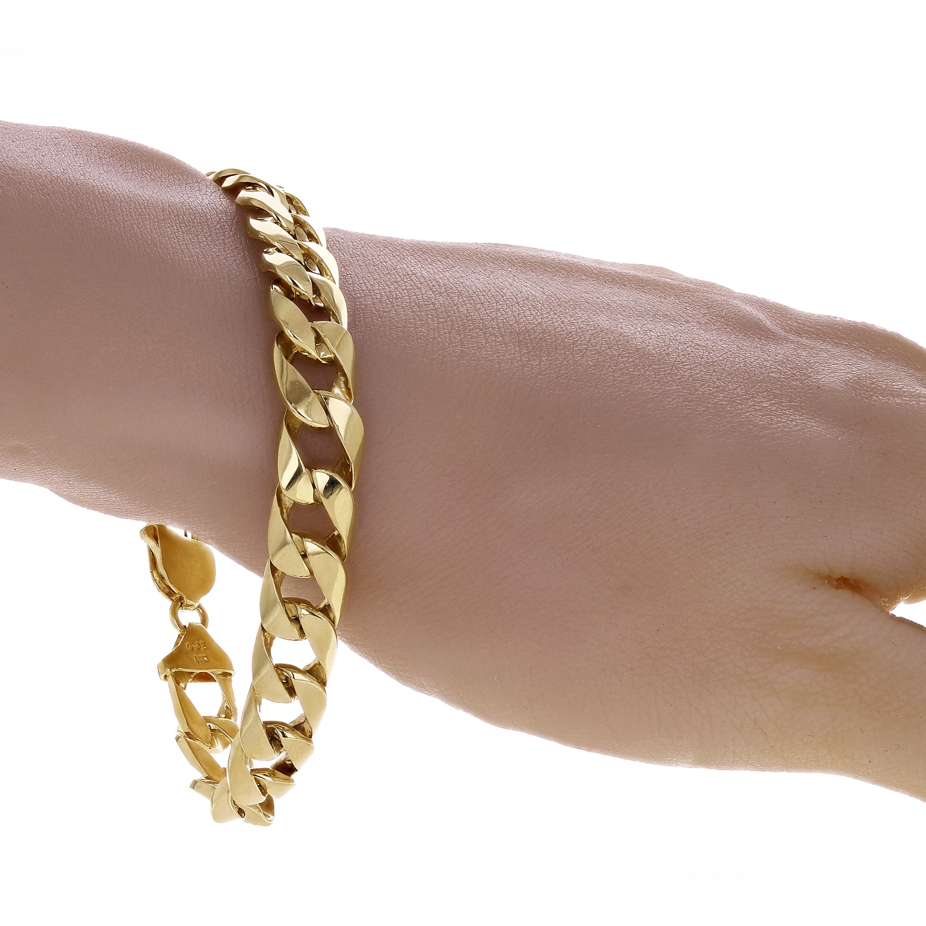 14k Yellow Gold Curb Link Chain Bracelet 7" 10mm 31.8 grams