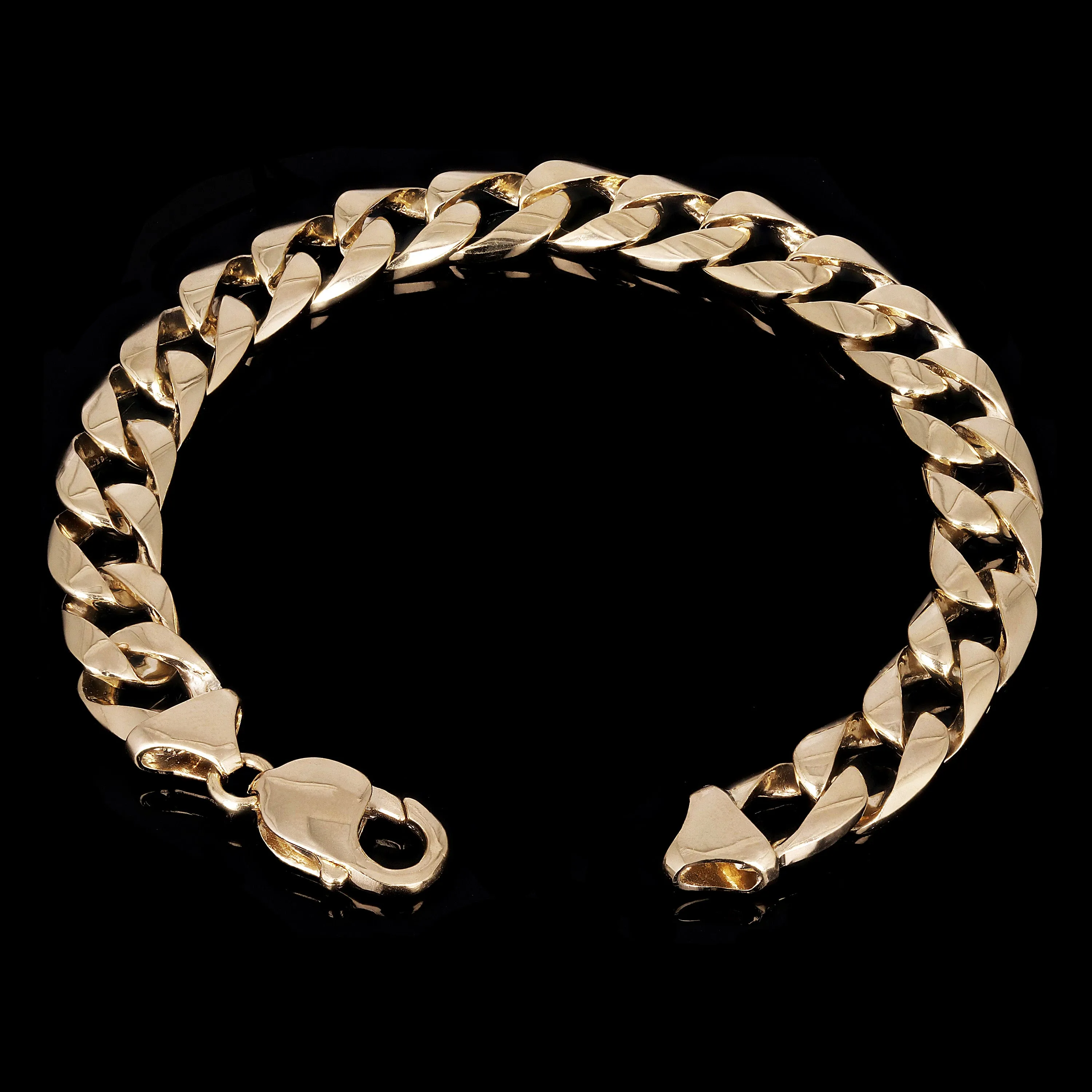 14k Yellow Gold Curb Link Chain Bracelet 7" 10mm 31.8 grams