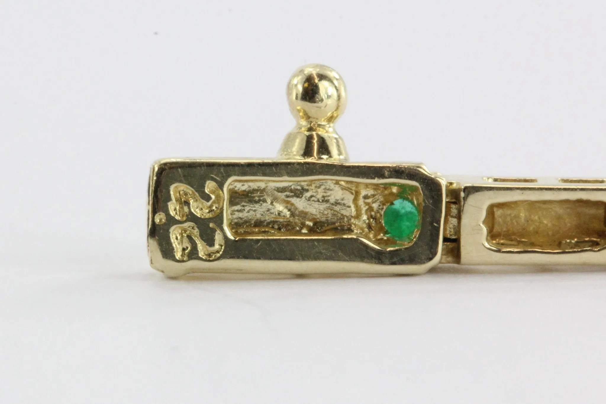 14k Yellow Gold Diamond And Emerald Tennis Bracelet