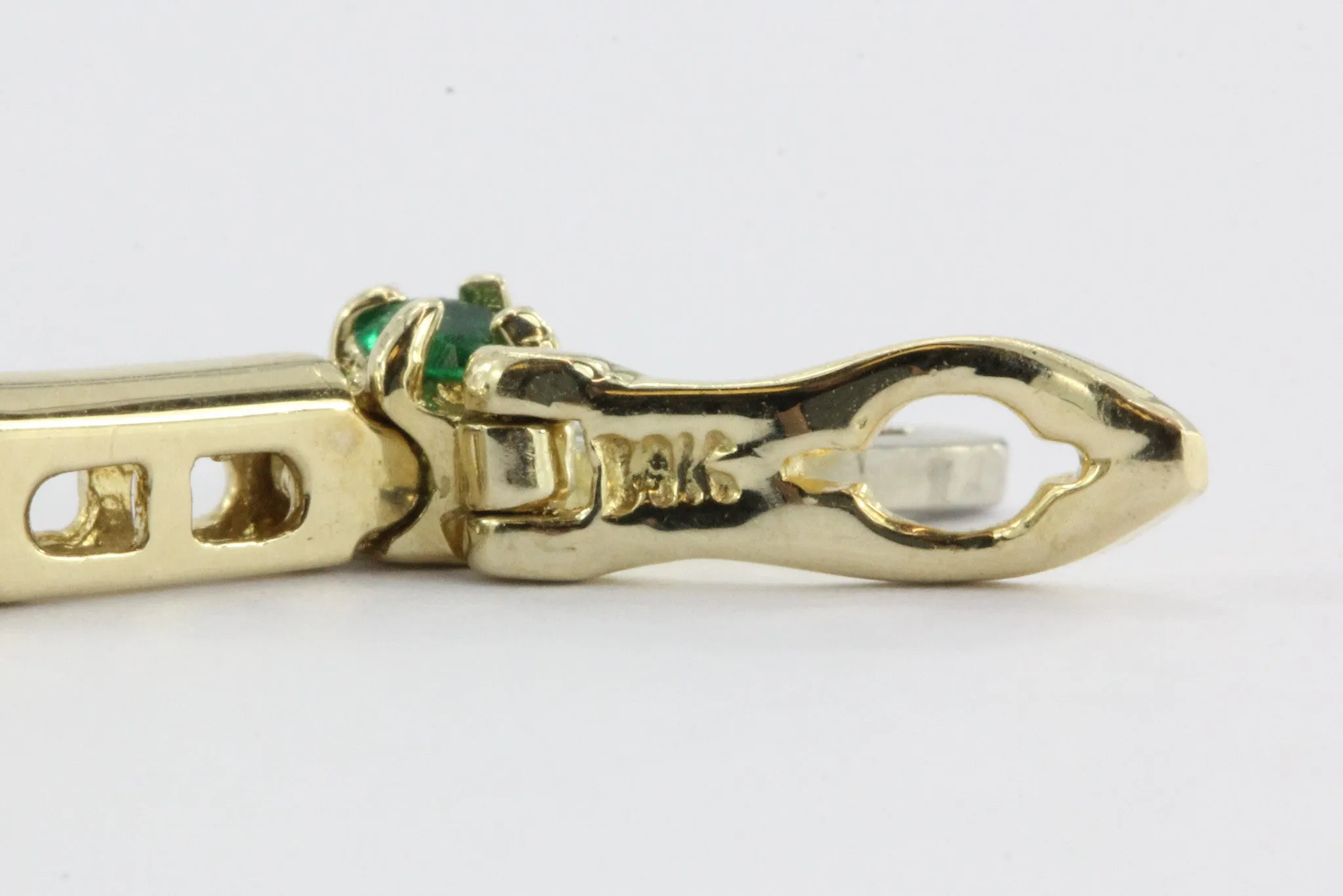 14k Yellow Gold Diamond And Emerald Tennis Bracelet