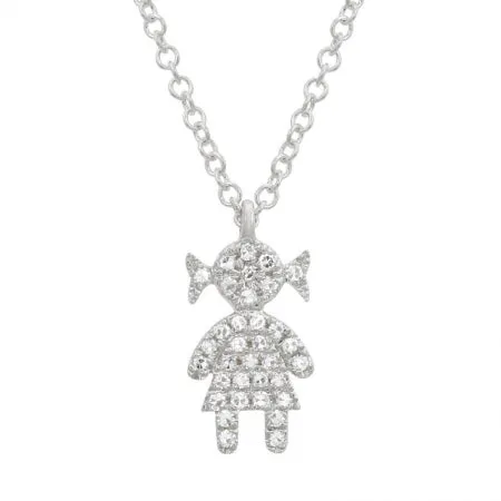 14K Yellow Gold Diamond Girl Necklace