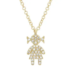 14K Yellow Gold Diamond Girl Necklace