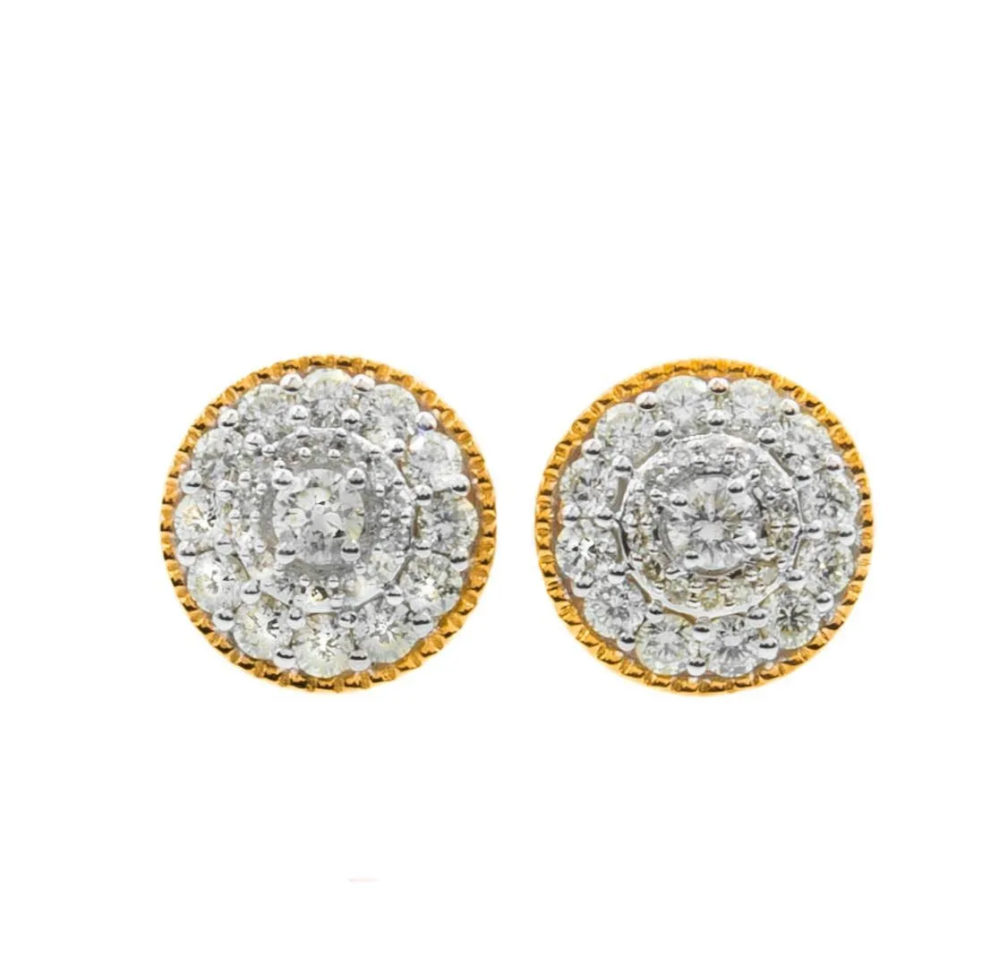 14k Yellow Gold Diamond Stud Earrings 0.85ctw