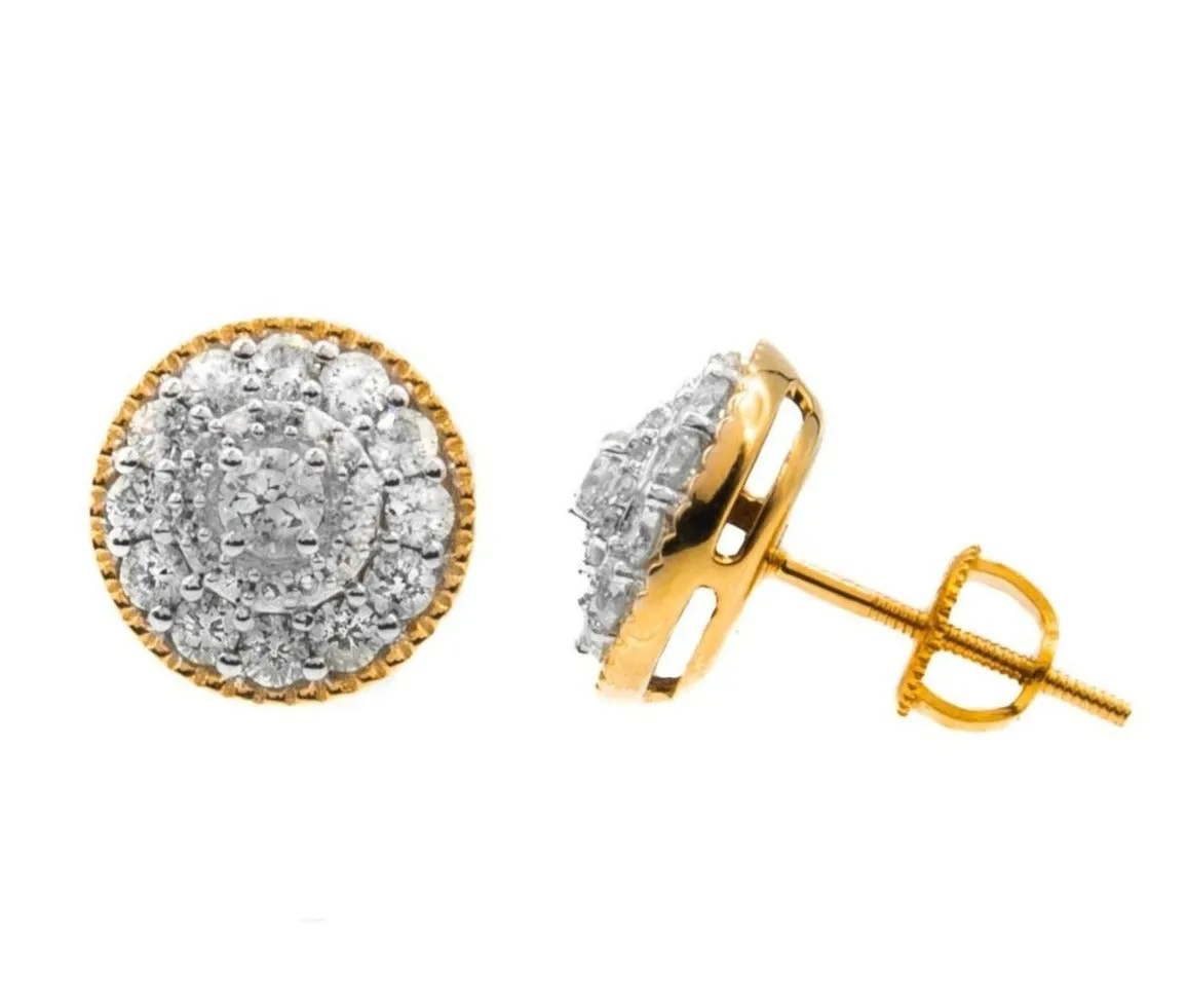 14k Yellow Gold Diamond Stud Earrings 0.85ctw