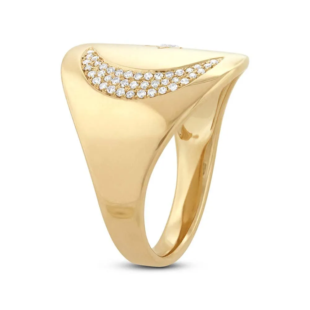 14k Yellow Gold Diamond Sun & Moon Ring - 0.16ct V0280