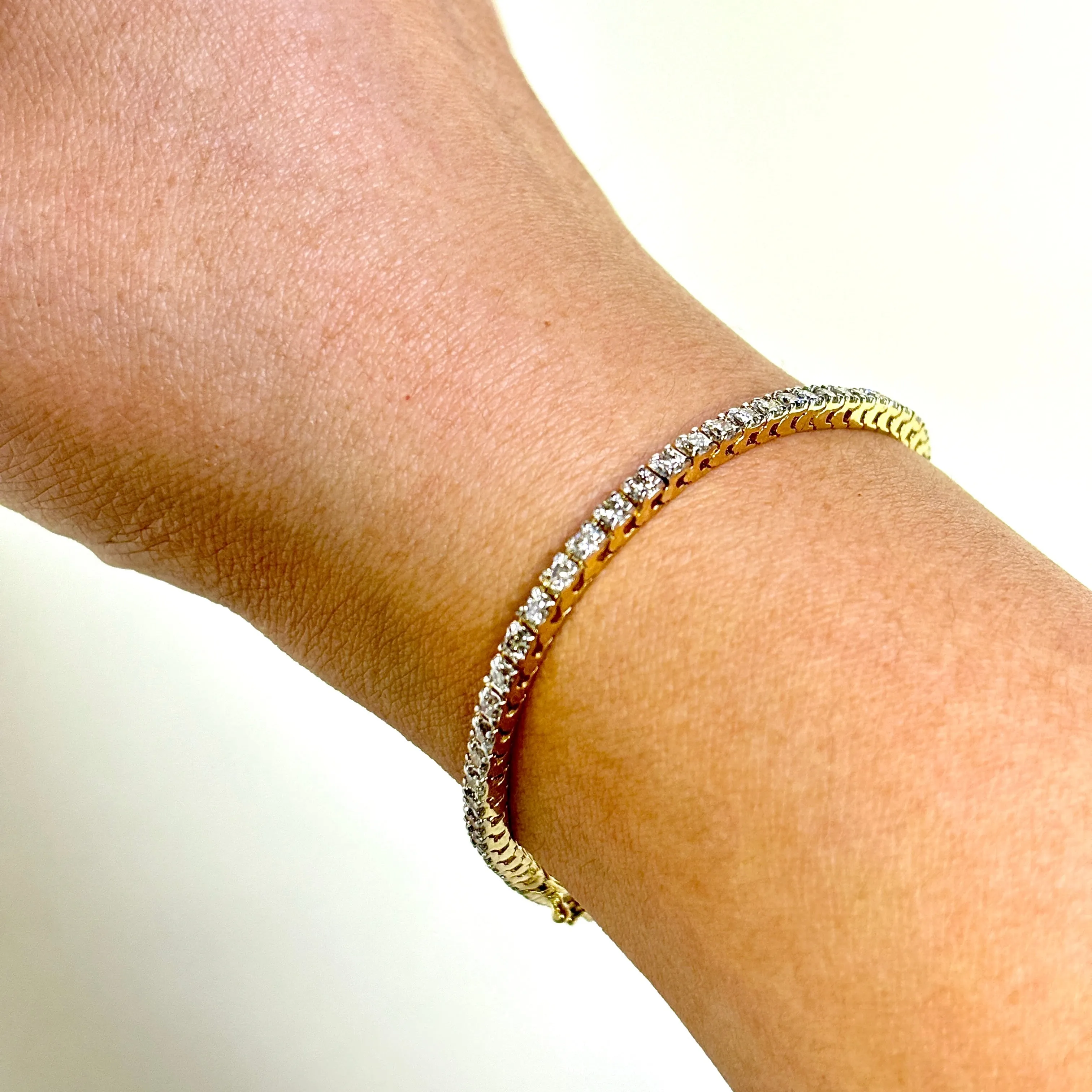14k Yellow Gold Diamond Tennis Bracelet | 2.00ctw | 7"