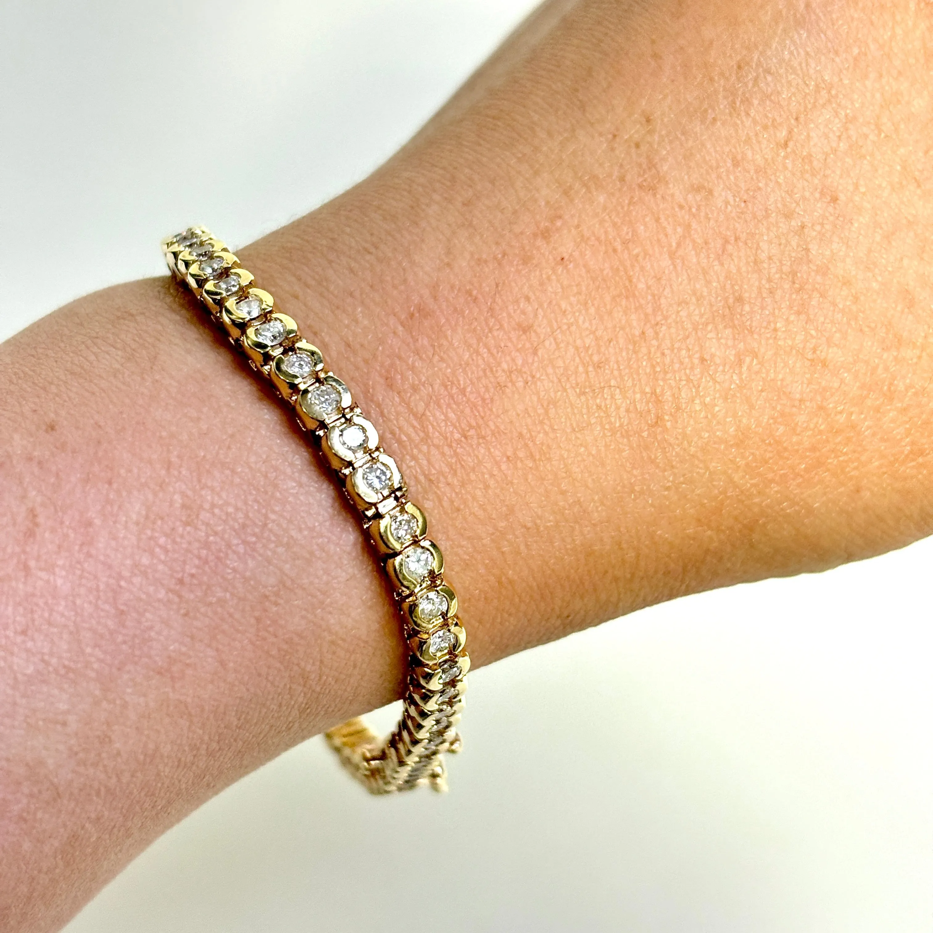 14k Yellow Gold Diamond Tennis Bracelet | 7.5"