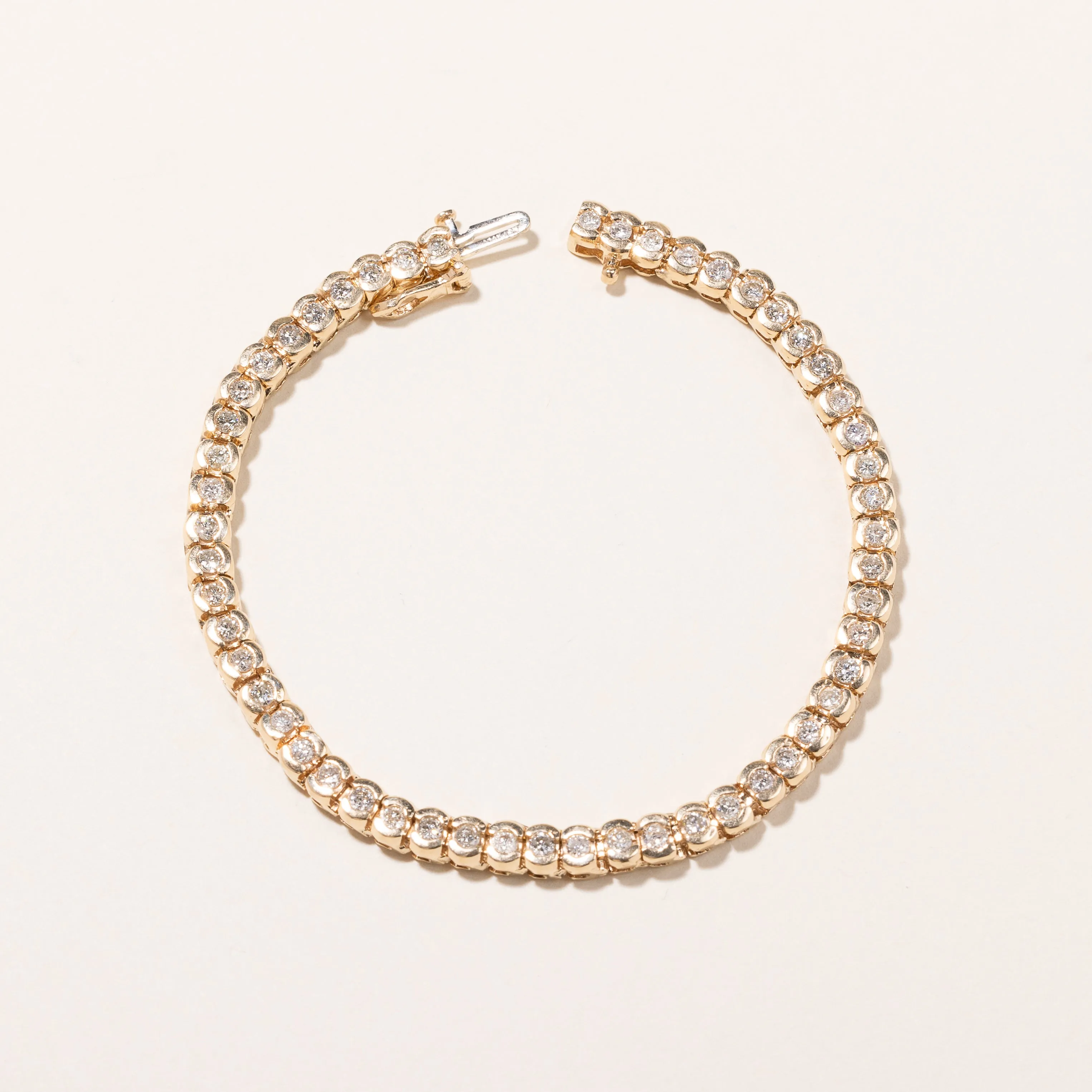 14k Yellow Gold Diamond Tennis Bracelet | 7.5"
