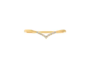 14k Yellow Gold Diamond V Stackable Ring