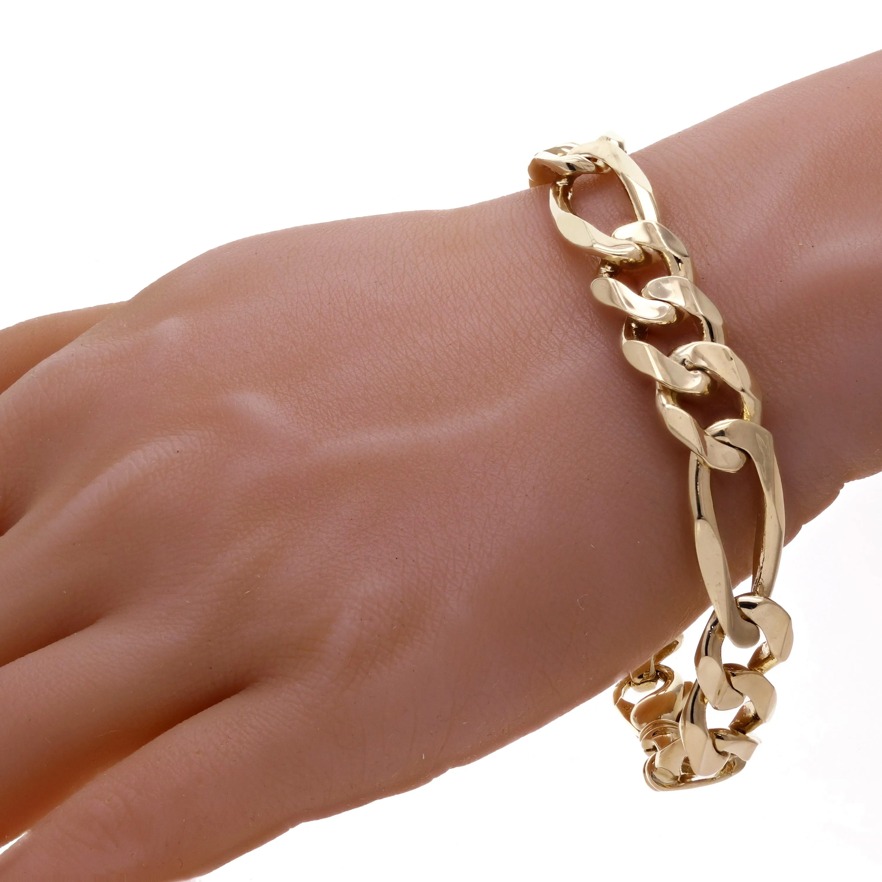 14k Yellow Gold Figaro Chain Bracelet Heavy Solid Gold 14mm Various Lengths