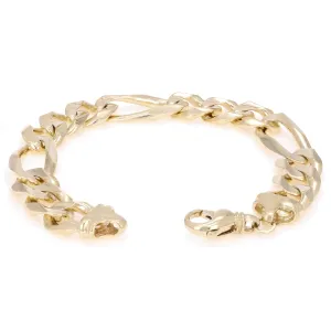 14k Yellow Gold Figaro Chain Bracelet Heavy Solid Gold 14mm Various Lengths