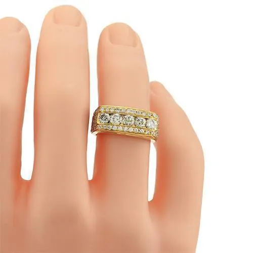 14k Yellow Gold Mens Five Stone Diamond Ring 3.70 Ctw