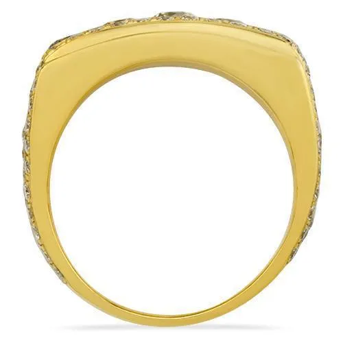 14k Yellow Gold Mens Five Stone Diamond Ring 3.70 Ctw