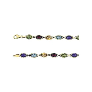 14k Yellow Gold Multi-Gemstone 7" Bracelet