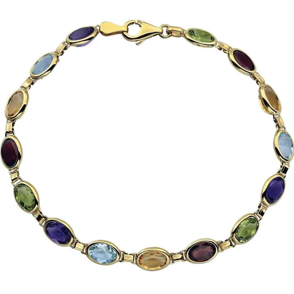 14k Yellow Gold Multi-Gemstone 7" Bracelet