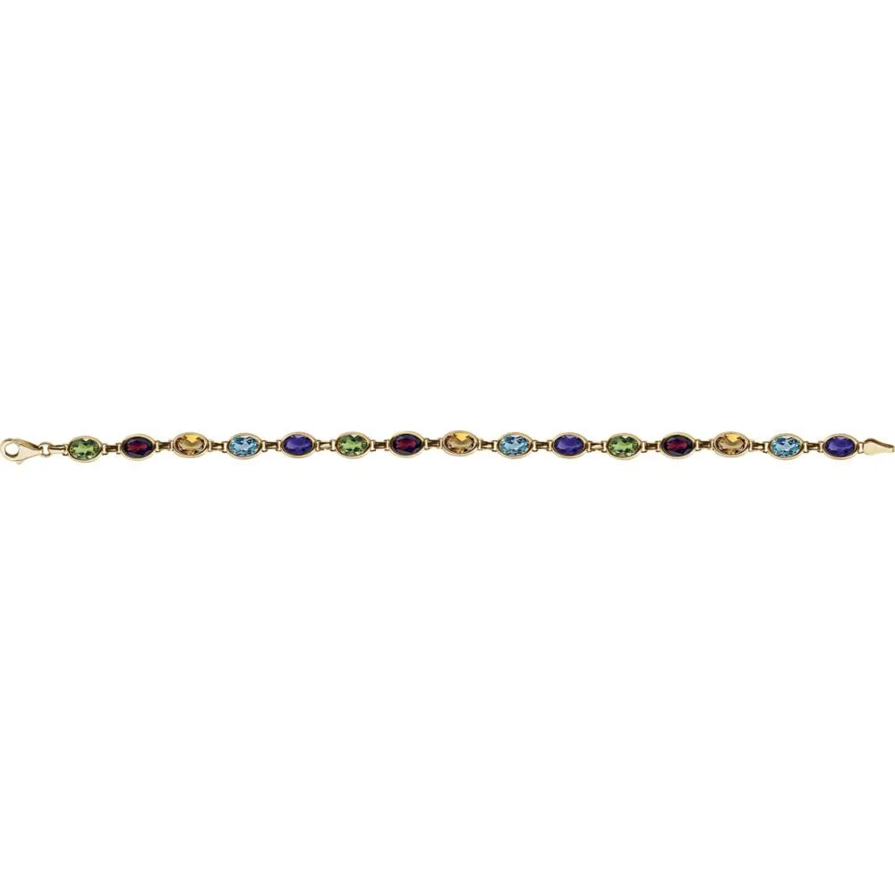 14k Yellow Gold Multi-Gemstone 7" Bracelet