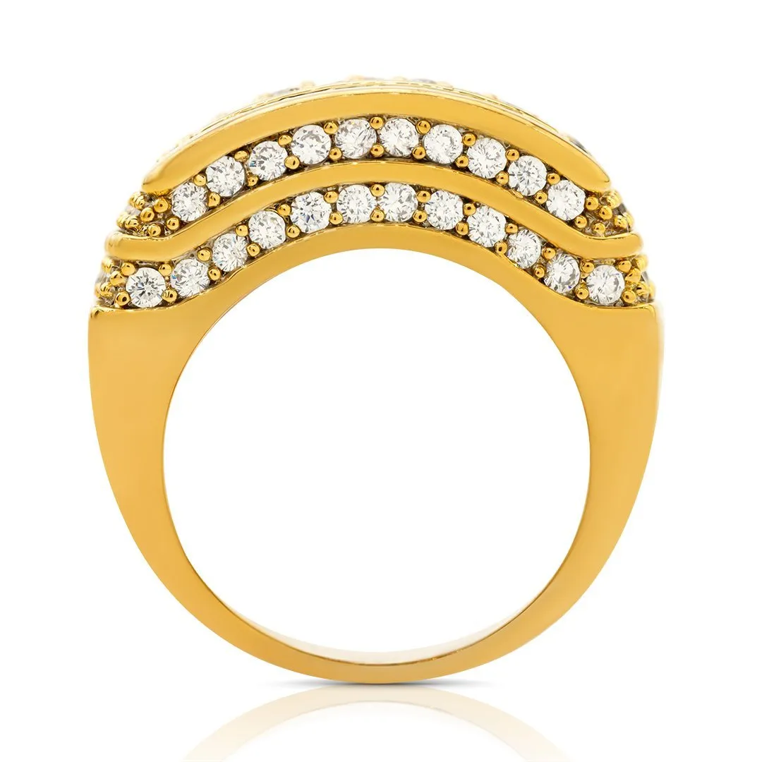 14k Yellow Gold Multi Level Prong Set Mens Diamond Ring 3.6 Ctw