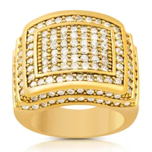 14k Yellow Gold Multi Level Prong Set Mens Diamond Ring 3.6 Ctw