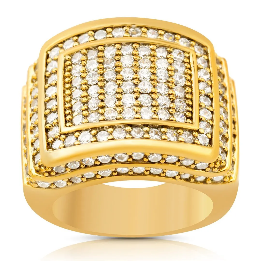 14k Yellow Gold Multi Level Prong Set Mens Diamond Ring 3.6 Ctw