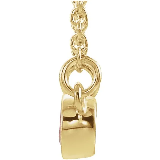 14K Yellow Gold Natural Ruby & .02 CTW Natural Diamond 18" Necklace