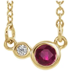 14K Yellow Gold Natural Ruby & .02 CTW Natural Diamond 18" Necklace