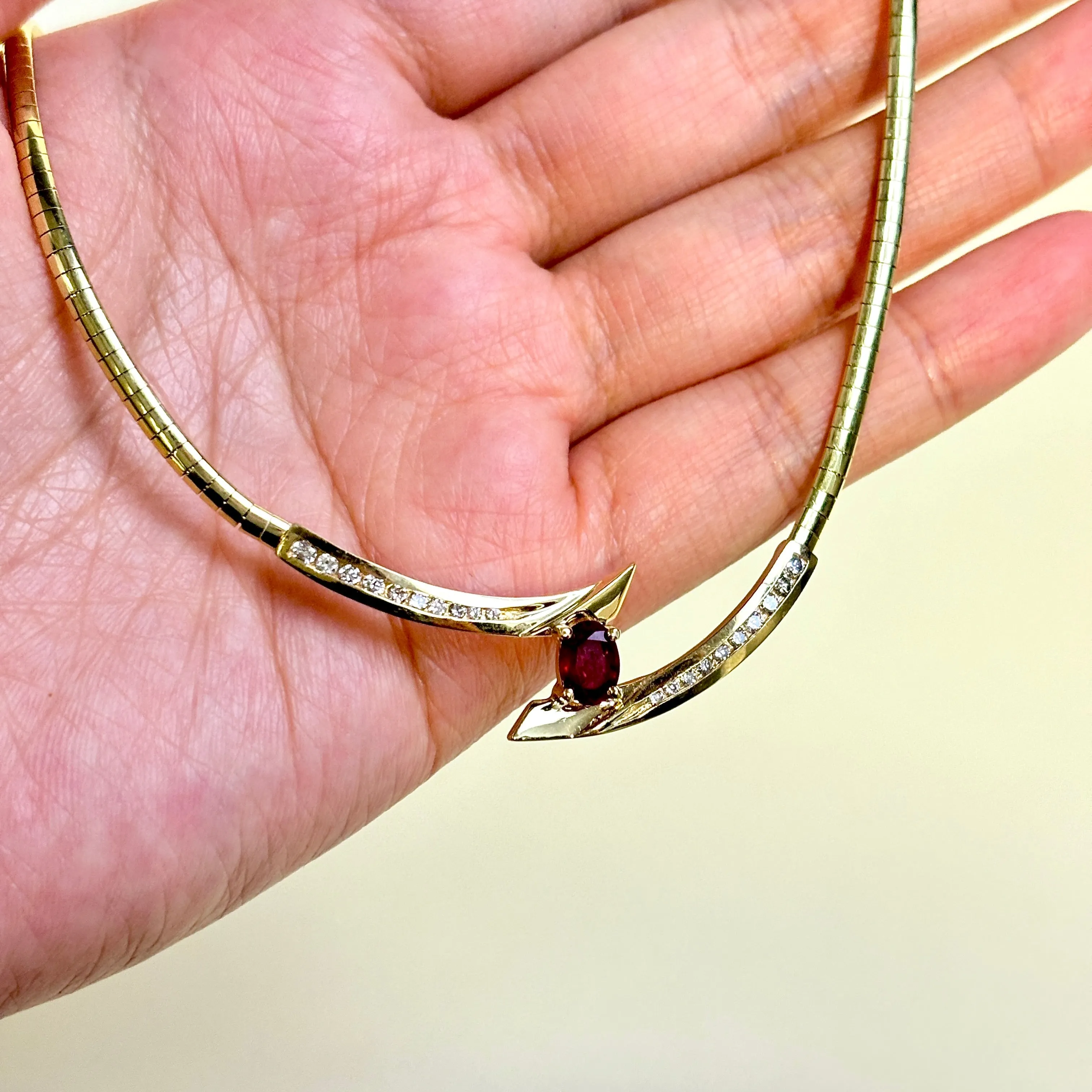 14k Yellow Gold Ruby & Diamond Necklace | 1.01ct, 0.45ctw | 17.5"